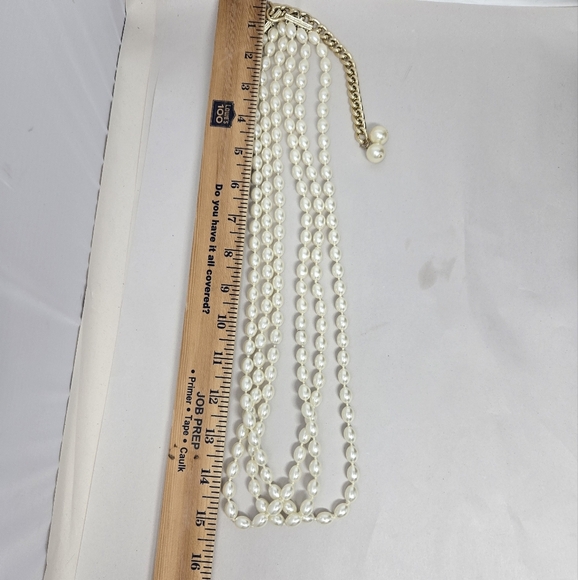 Vintage 1940's to 50's Womens Faux Pearl Necklace Adj Gold Tone Lustrous Sheen - Picture 7 of 10